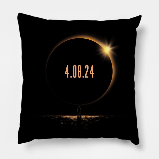 North America Totality Spring 4.08.24 Total Solar Eclipse 2024 Pillow by trendingoriginals