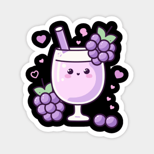 Kawaii Cocktail Drink with Grapes | Cute Kawaii Food Art | Design for Kawaii Lovers Magnet