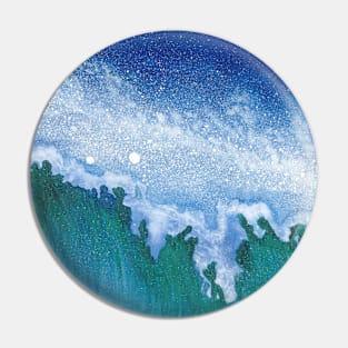 Night Sea ~ Watercolor Painting Pin