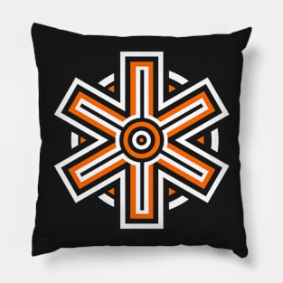 Orange Abstract Snowflake Pillow