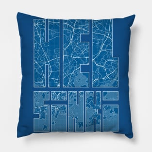 Helsinki, Finland City Map Typography - Blueprint Pillow