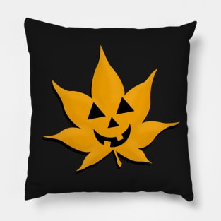 Jack-O-Lantern Maple Leaf Pillow