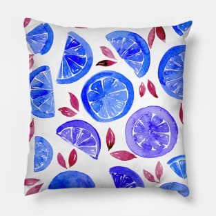 Watercolor grapefruit - funny blue Pillow