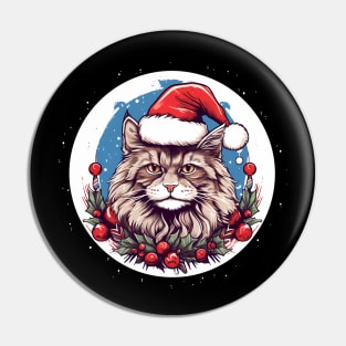 Maine Coon Cat Xmas, Love Cats Pin