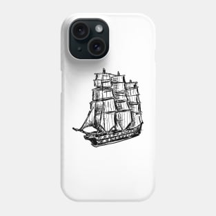 Old fashioned pirate ship schooner Phone Case