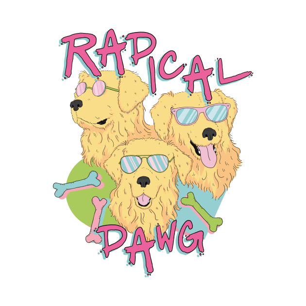 radical dawg - eighties retro golden retriever dog design by pupperoni