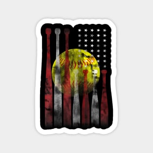 American Flag Softball Gift Magnet