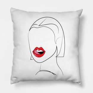 Girl Red Lips Funny Kiss Pillow