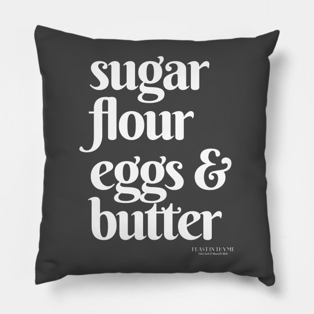 Four Essential Ingredients (White) Pillow by Feastinthyme