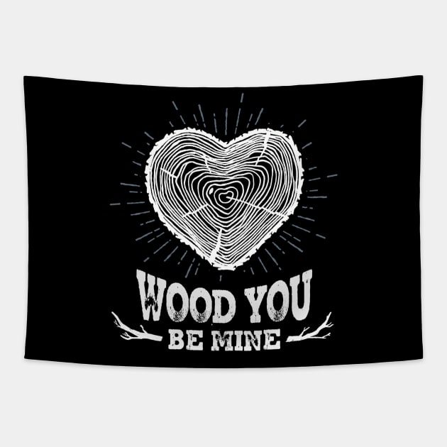 Lumberjack Valentine Heart Shaped Woood Cross Section Wood Rings Wood You Be Mine Tapestry by StacysCellar