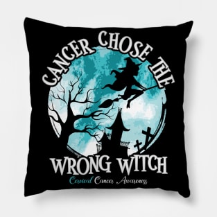 Cancer Witch Teal White Cervical Cancer Pillow