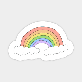 Pastel Rainbow with Clouds - Hand Drawn Magnet