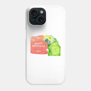 Happy holidays parrot amazone watercolor Phone Case