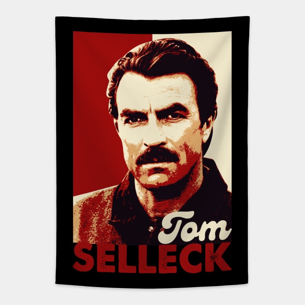 Tom Selleck Pop Art Style Tapestry by mia_me