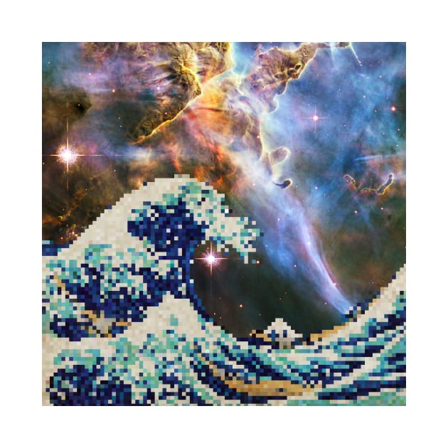 The Great Wave - Hokusai - Pixel Galaxy by creativewrld