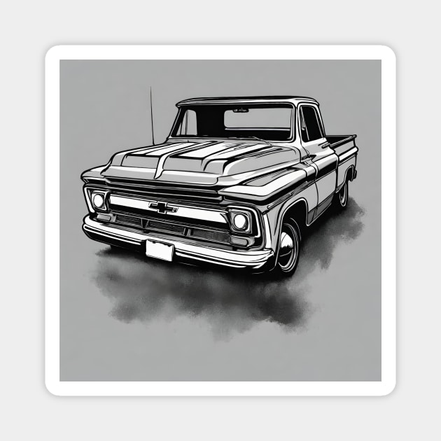 Chevy C-10 Pickup cool design art black and white Magnet by cloudviewv2