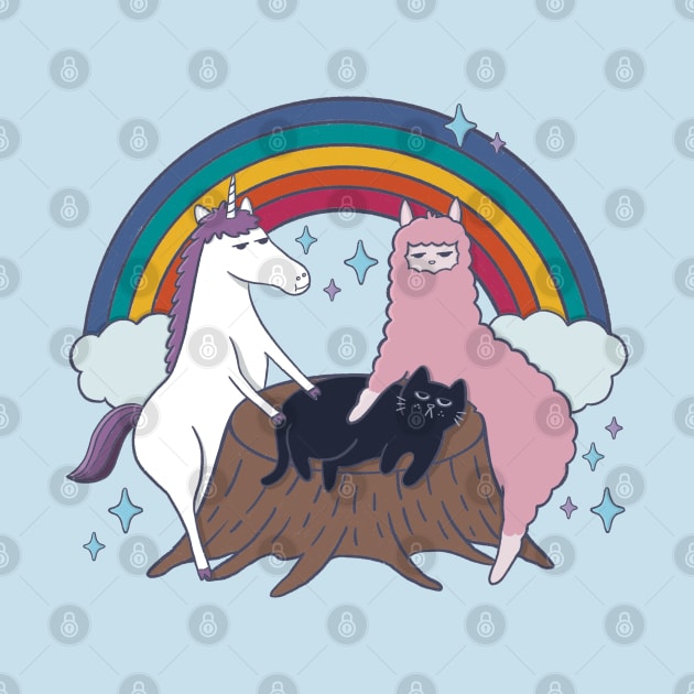 Popular Animals - Unicorn, Llama & Cat (Illustration) by awesomesaucebysandy