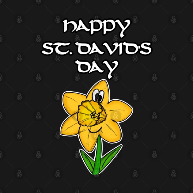 Happy St David's Day Cartoon Daffodil Wales by doodlerob