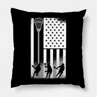 Lacrosse Player USA American Flag Pillow