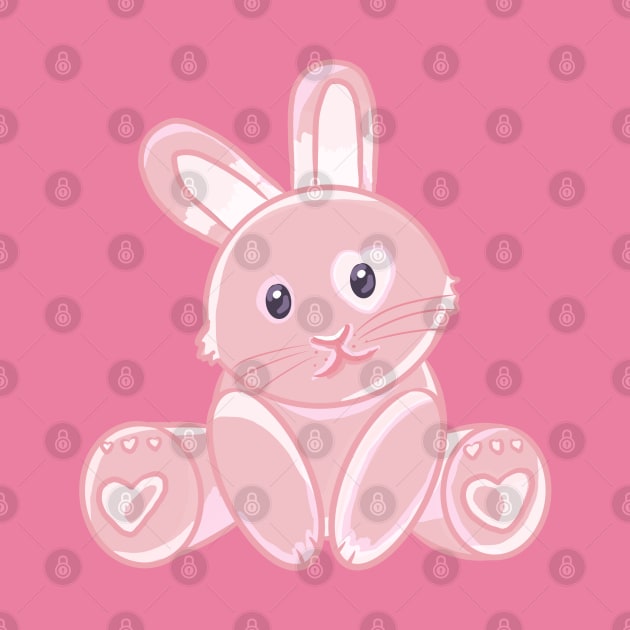 Pink Heart Bunny by RoserinArt