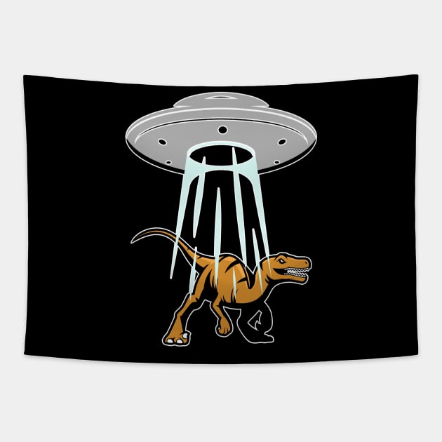 UFO Alien Abduction Dinosaur Raptor Gift Tapestry by Swagazon