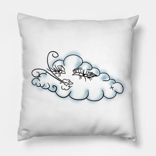 retro cloud blowing out wind Pillow