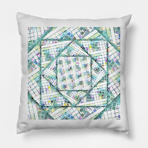 Cubes in Speckled Cubes | Cool Blues, Greens, Purples and More | Digitally Designed Geometric Pattern Pillow by cherdoodles