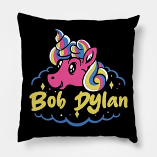 bob dyl and unicorn Pillow