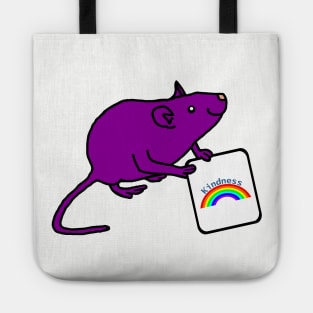 Purple Rat with Kindness Rainbow Sign Positivity Tote