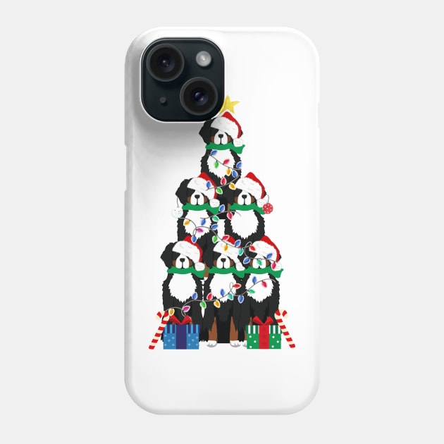 Bernese Mt Dog Puppy Christmas Tree Phone Case by emrdesigns