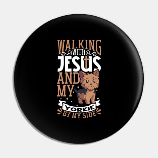 Jesus and dog - Yorkshire Terrier Pin