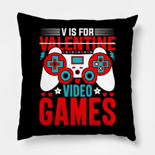 V is for video games, Gamer valentine gift Pillow