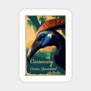 Cairns Australia Cassowary Vintage Travel Art Poster Magnet