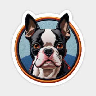 Boston Terrier Embroidered Patch Magnet