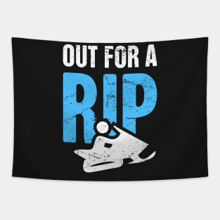 Out For A Rip - Funny Snowmobile Design Tapestry