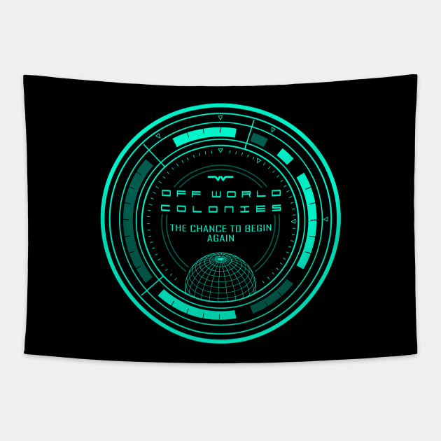 Off World Colonies Blue Tapestry by Duckfieldsketchbook01