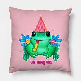 Birthday girl cute frog Pillow