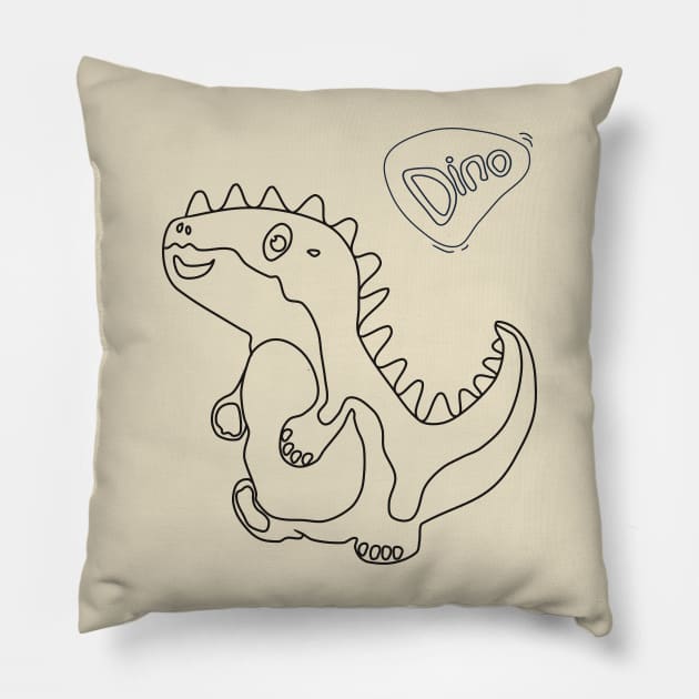 line art illustration of a dinosaur Pillow by bloomroge