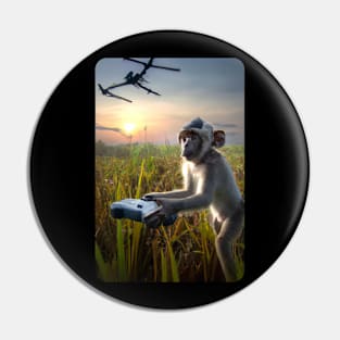 Monkey Flying A Drone Pin