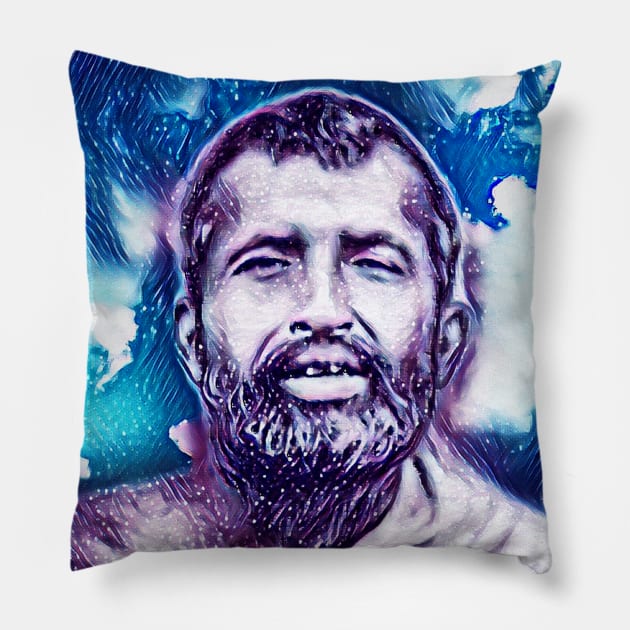 Ramakrishna Snowy Portrait | Ramakrishna Artwork 12 Pillow by JustLit