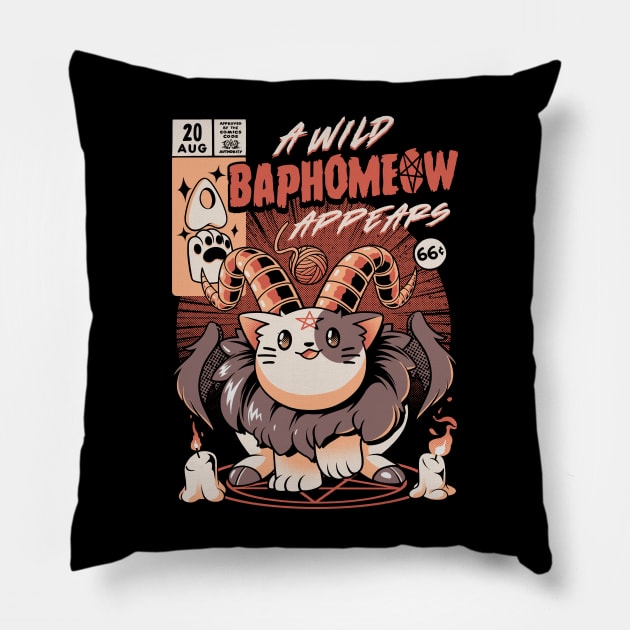 Baphomeow Pillow by Ilustrata