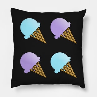 2 Flavor Ice Cream Pattern - Pastel Blue and Purple Pillow