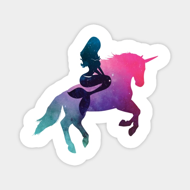 Mermaid Riding Unicorn Magnet by VBleshka