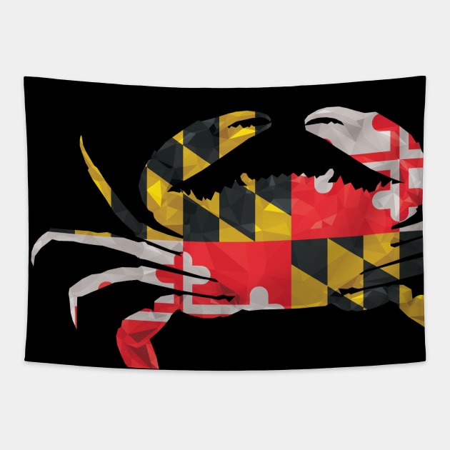 Geometric Maryland Flag Crab Tapestry by polliadesign