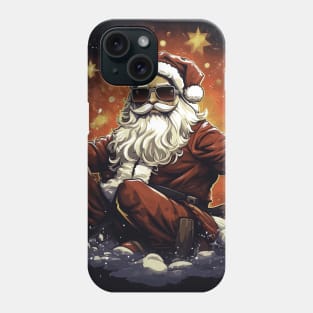 Badass Santa Claus on black background Phone Case