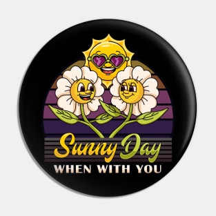 Sunny day, a cartoon mascot of flowers dancing in summer Pin