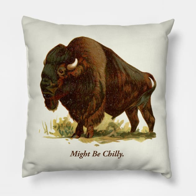 Might Be Chilly Buffalo New York 716 Bison Pillow by PodDesignShop