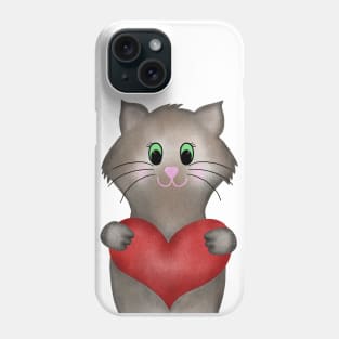 Cat with heart Phone Case