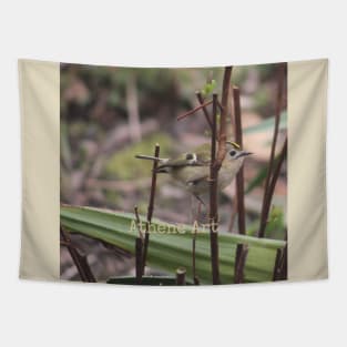 Goldcrest Bird perched on a twig Photograph Tapestry