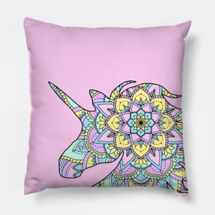 Pastel-Colored Mandala Unicorn Print Pillow